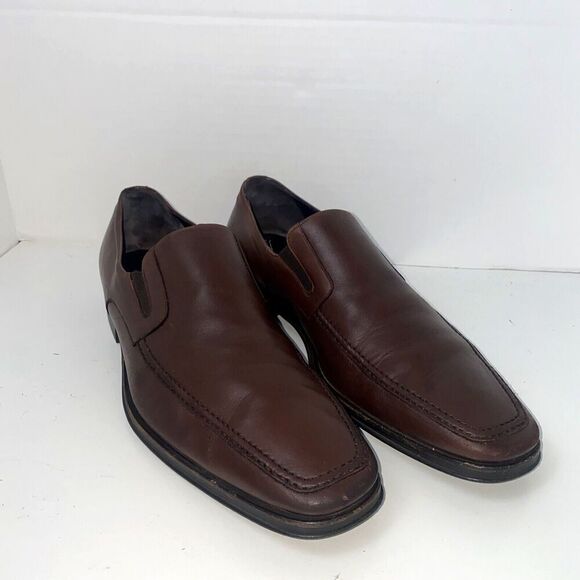Bruno Magli Raging Brown Leather Slip on Loafer Dress Shoe 11 - Picture 1 of 8